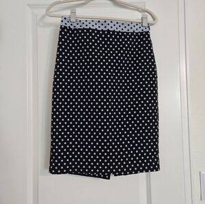 The Limited Polka Dot Pencil Skirt - Navy Blue Powder Blue - Size 4
